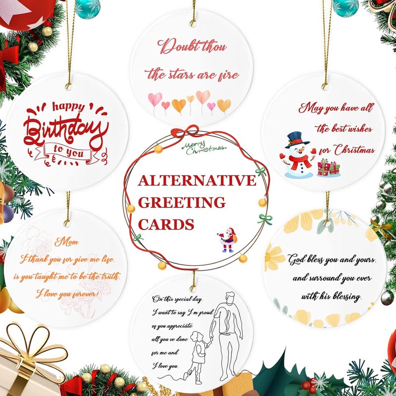 AMONE Sublimation Ceramic Ornaments - Bulk Ceramic Discs for Heat Press Printing - White Round Porcelain Personalized Xmas Tree Keepsake Crafts Gift - 48pc - Image 3